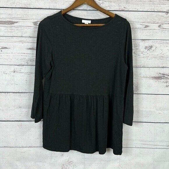 J Jill Top Shirt Womens Medium Black Boxy Minimalist Tunic Capsule Oversized - Picture 1 of 11